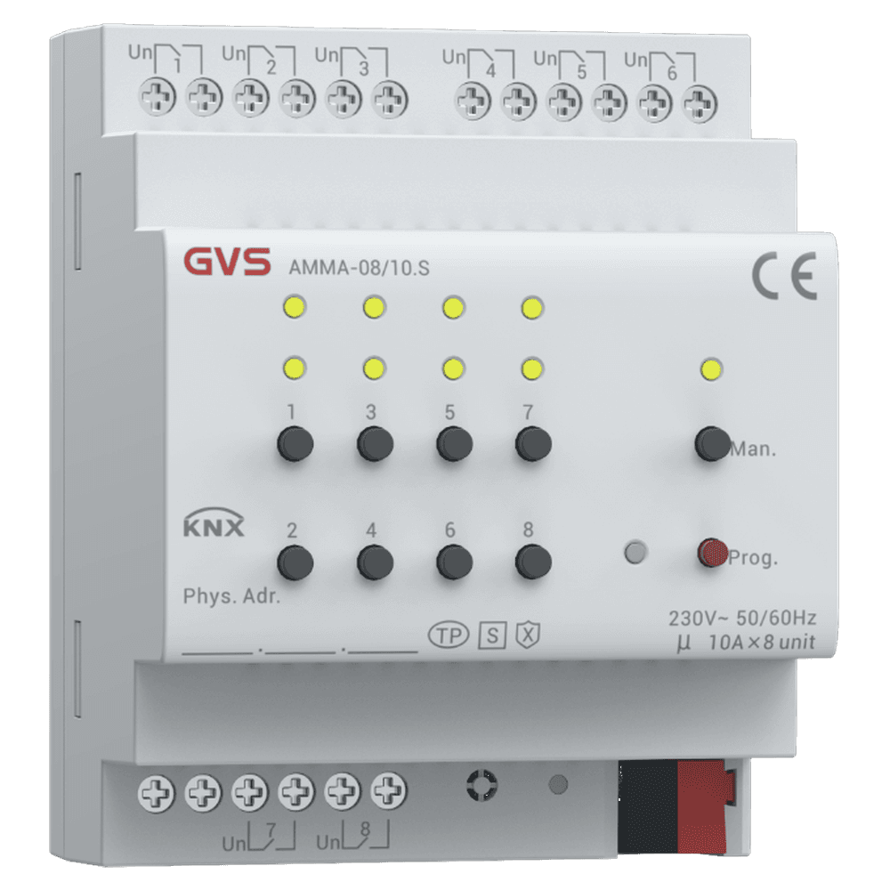Multifunktionsaktor, 8-fach, 16A, Schalten, Jalousie, Heizung, KNX Data Secure – AMMA-08/10.S Bild 2