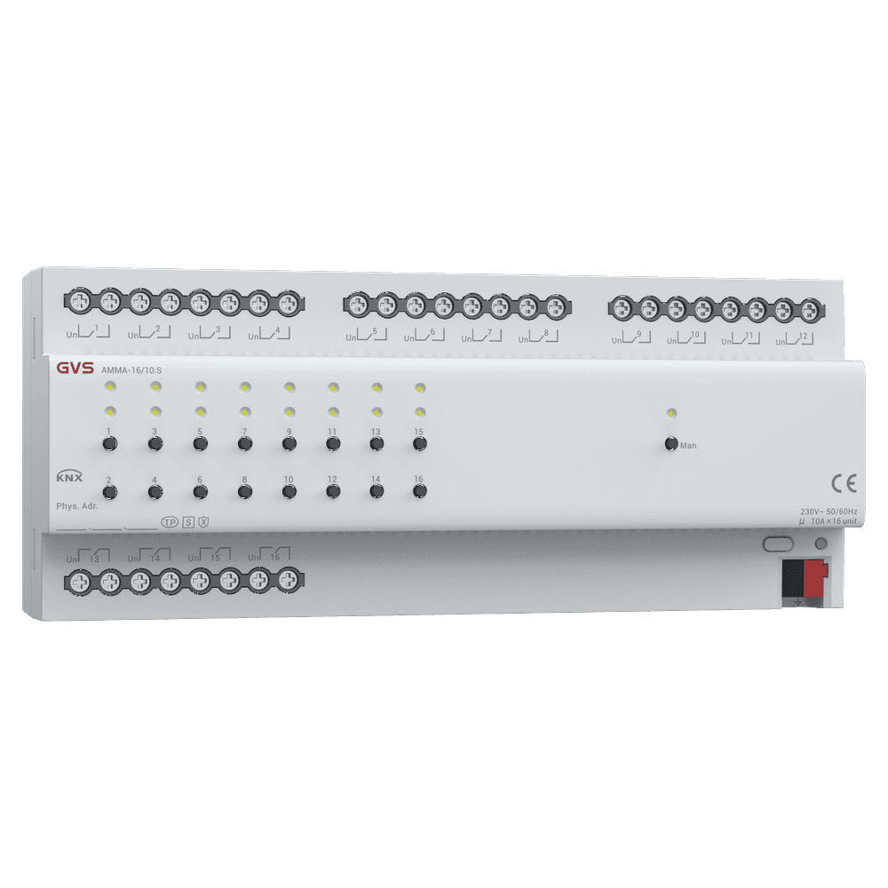 Multifunktionsaktor, 16-fach, 16A, Schalten, Jalousie, Heizung, KNX Data Secure – AMMA-16/10.S Bild 2