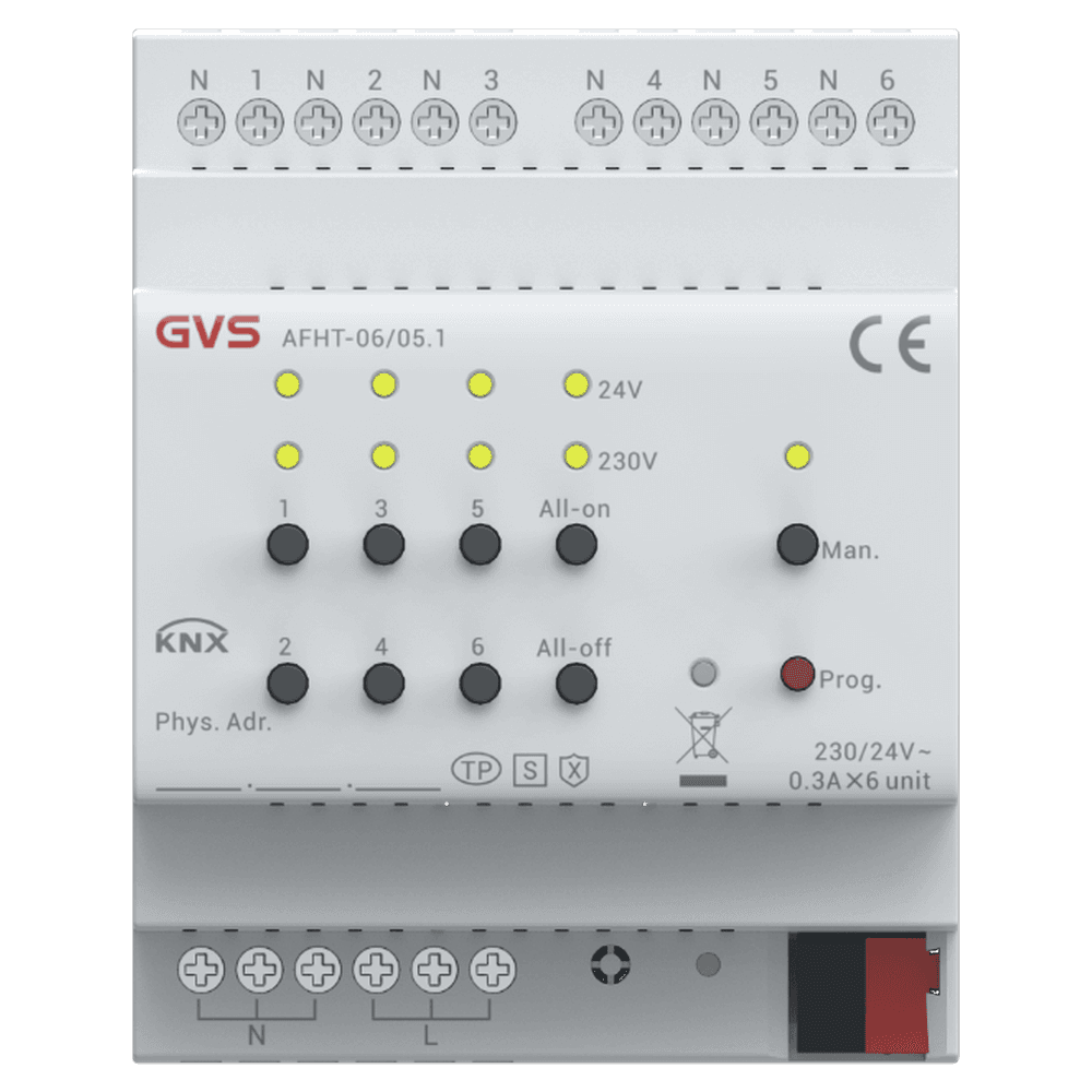 Heizungsaktor mit Triac, 6-fach, KNX Data Secure – AFHT-06/05.1 Bild 1