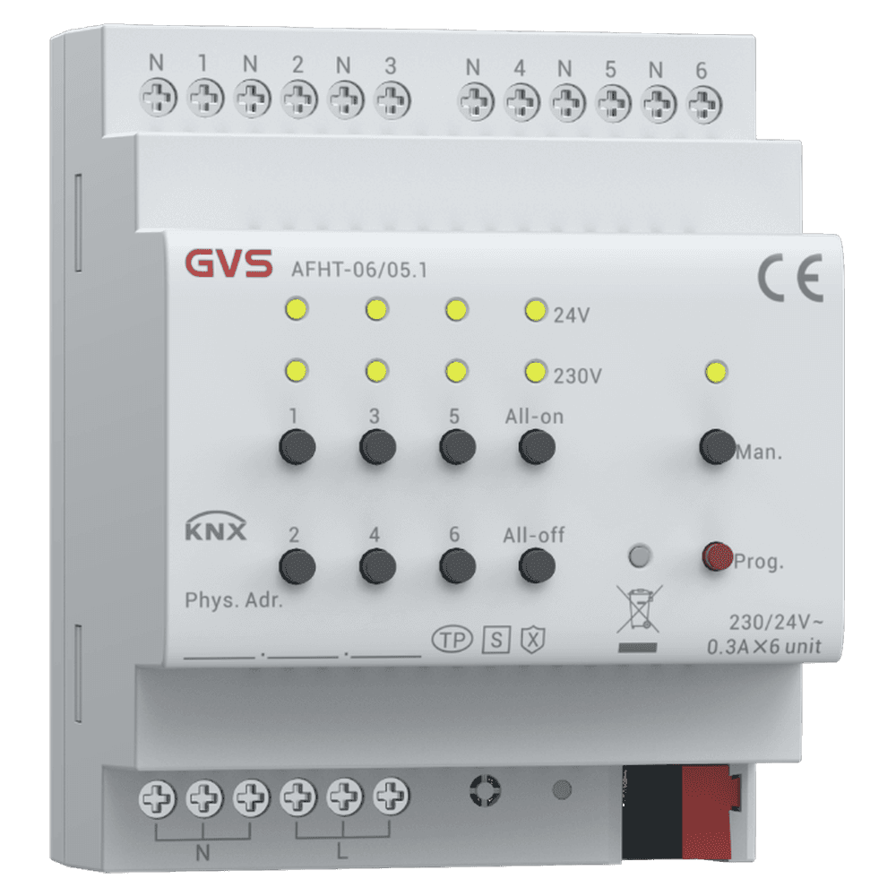 Heizungsaktor mit Triac, 6-fach, KNX Data Secure – AFHT-06/05.1 Bild 2