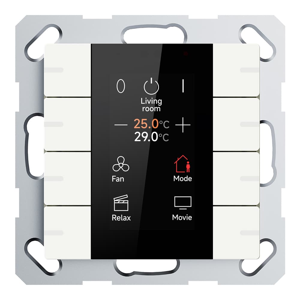 Multifunktions-Tastsensor mit Display ADVANCE PRO, 2-/4-fach, Weiß, schwarzes Display, KNX Data Secure – CHPBD-08/55.1.00 Bild 2