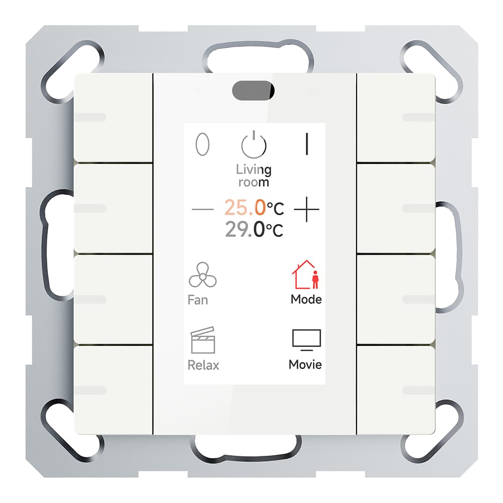 Multifunktions-Tastsensor mit Display ADVANCE PRO, 2-/4-fach, Weiß, weißes Display, KNX Data Secure – CHPBD-08/55.2.00 Bild 2